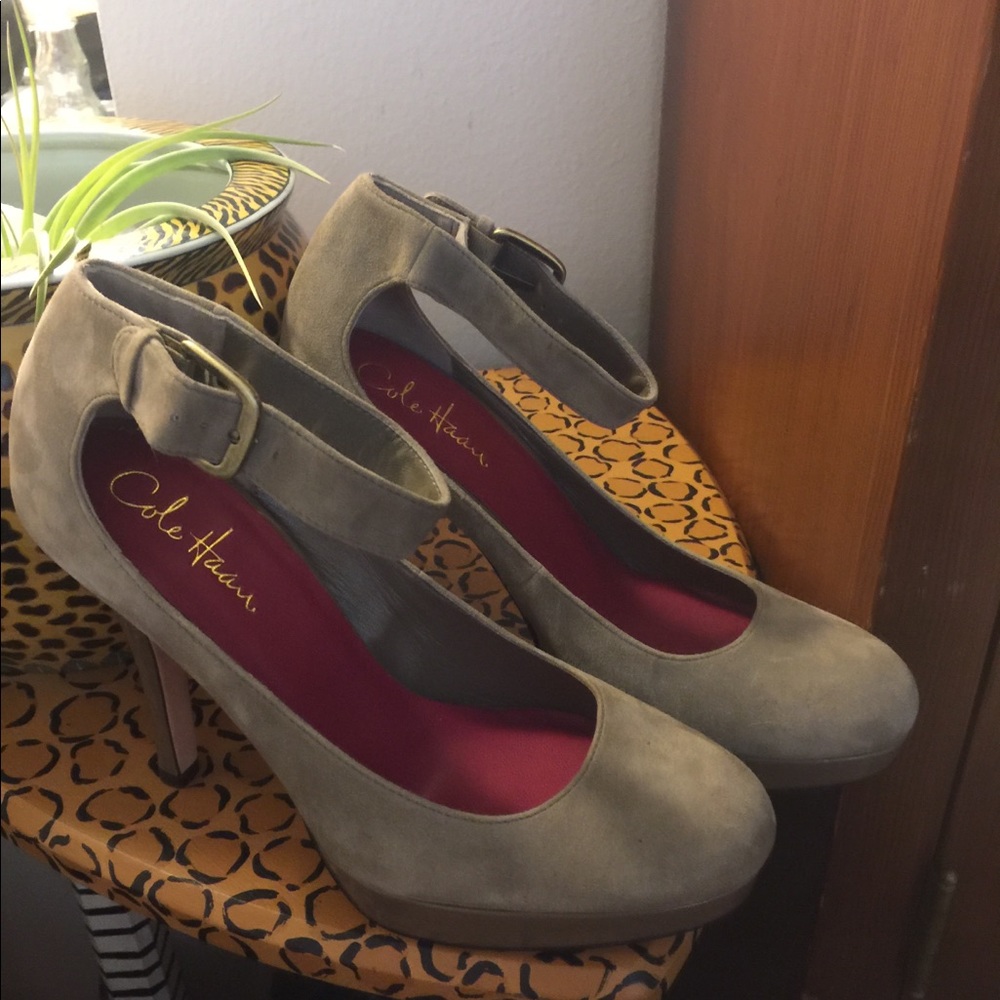 Cole Haan NikeAir taupe suede heels